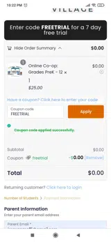 FREETRIAL coupon verification screenshot