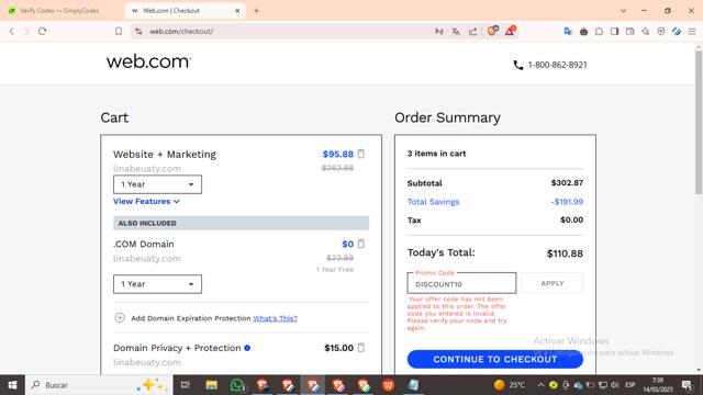 Homestead checkout page showing Homestead promo code box | Screenshot taken by SimplyCodes community member on Mar 14, 2025