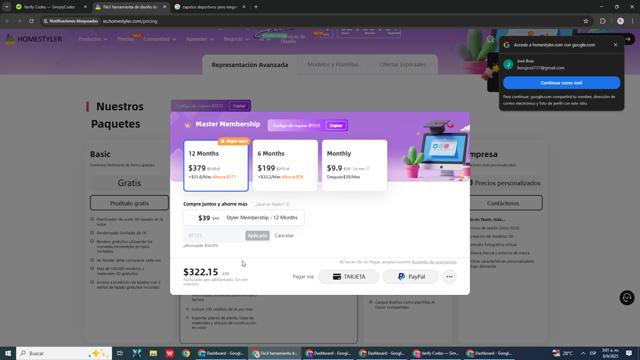 Homestyler checkout page showing Homestyler coupon code box | Screenshot taken by SimplyCodes community member on Sep 8, 2025