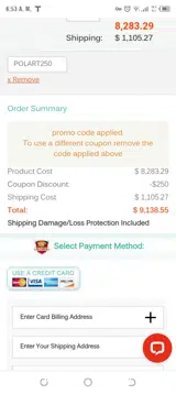 POLART250 coupon verification screenshot