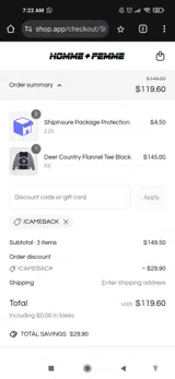 ICAMEBACK coupon verification screenshot