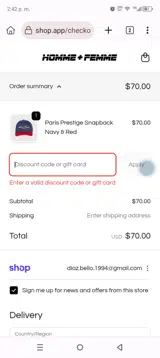 EARLY coupon verification screenshot
