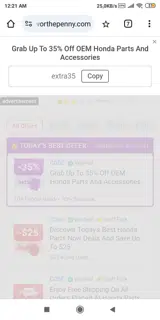 Honda Parts Now coupon verification screenshot