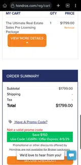 Hondros coupon verification screenshot