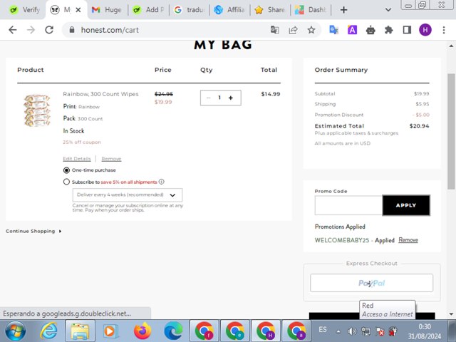 Honest checkout page showing Honest promo code box | Screenshot taken by SimplyCodes community member on Aug 31, 2024
