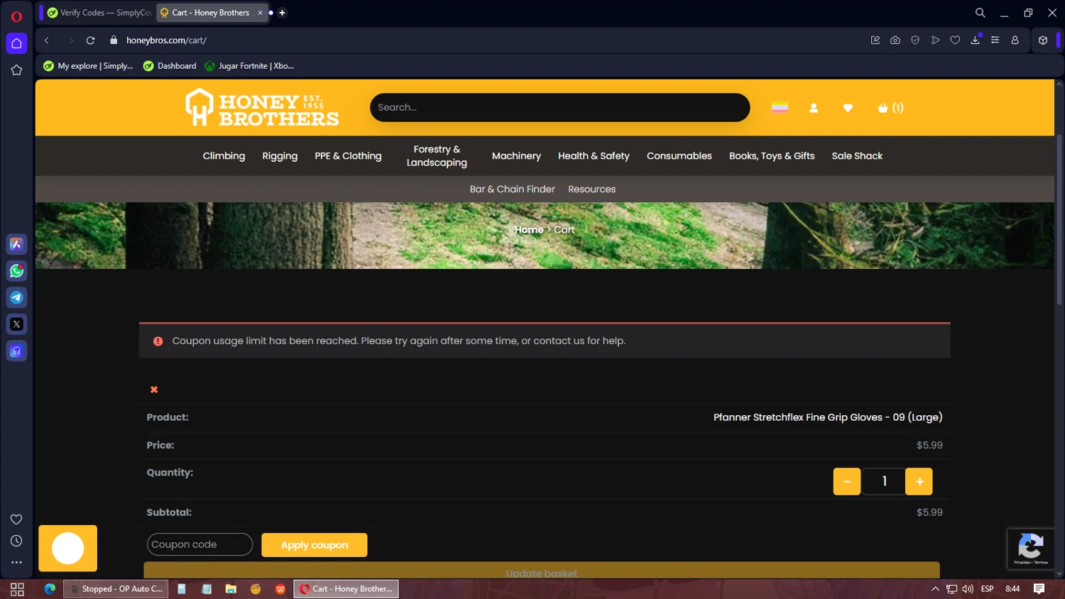 Honey Brothers discount code screenshot showing code WELCOME applied at Honey Brothers checkout page. Uploaded by SimplyCodes community member Eliott on Jan 30, 2025