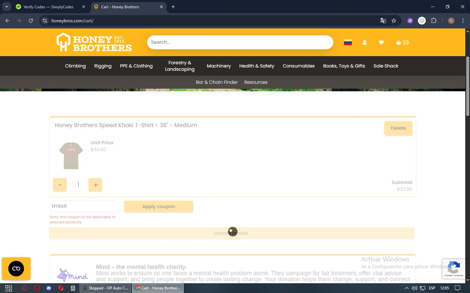 Honey Brothers discount code screenshot showing code NYBAR applied at Honey Brothers checkout page. Uploaded by SimplyCodes community member QuestHunter1351 on Jun 20, 2025