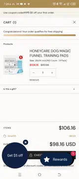 Honeycarepets coupon verification screenshot