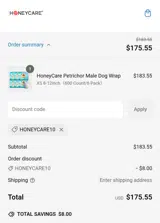 Honeycarepets coupon verification screenshot