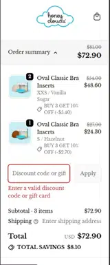 Honey Cloudz coupon verification screenshot
