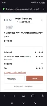 Maddie10 coupon verification screenshot