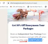 HONEYFUND10 coupon verification screenshot
