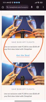 FC100 coupon verification screenshot