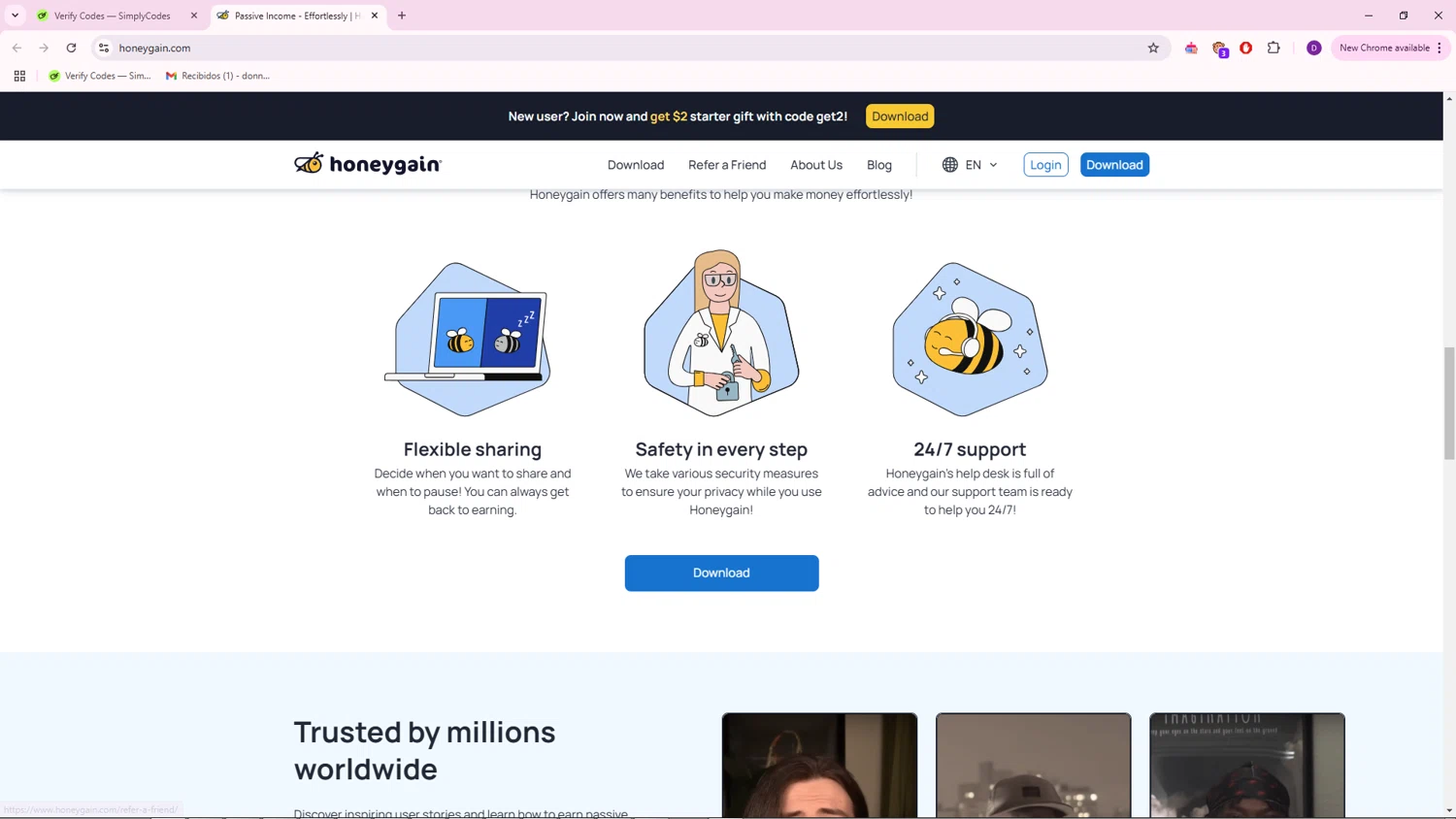 Honeygain checkout page showing Honeygain promo code box | Screenshot taken by SimplyCodes community member on Jan 9, 2025