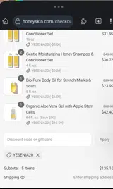 YESENIA20 coupon verification screenshot