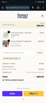 BRYNYOUTUBE coupon verification screenshot