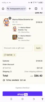 KAIT20 coupon verification screenshot
