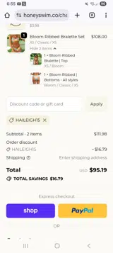 HAILEIGH15 coupon verification screenshot