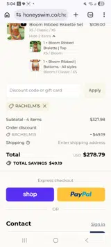 Rachelm15 coupon verification screenshot
