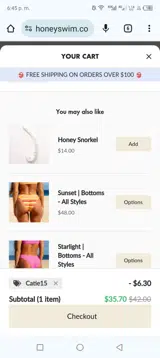 Catie15 coupon verification screenshot