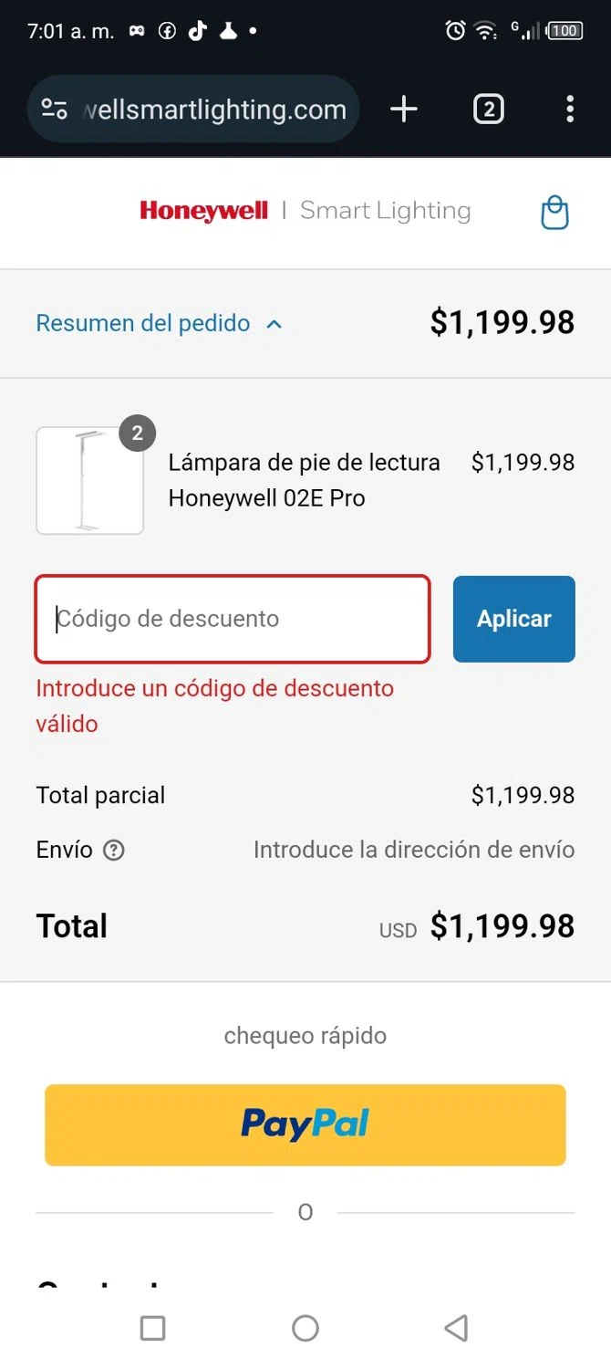 Honeywell Smart Lighting promo code screenshot showing code dealnews applied at Honeywell Smart Lighting checkout page. Uploaded by SimplyCodes community member GloriousCaptain7929 on Feb 8, 2025