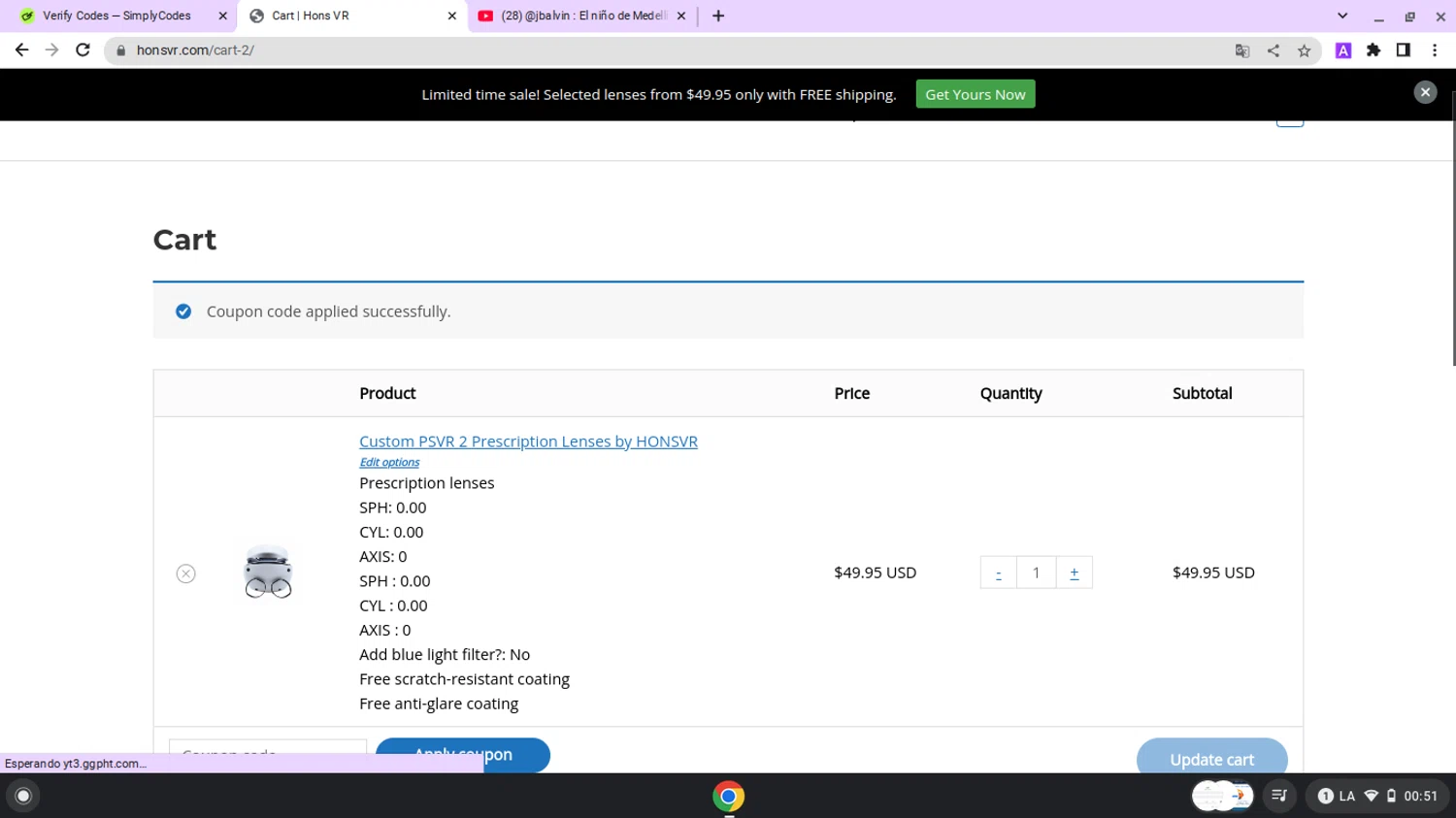 Hons VR coupon code screenshot showing code BrianSloanArtist applied at Hons VR checkout page. Uploaded by SimplyCodes community member lapampita on May 16, 2025