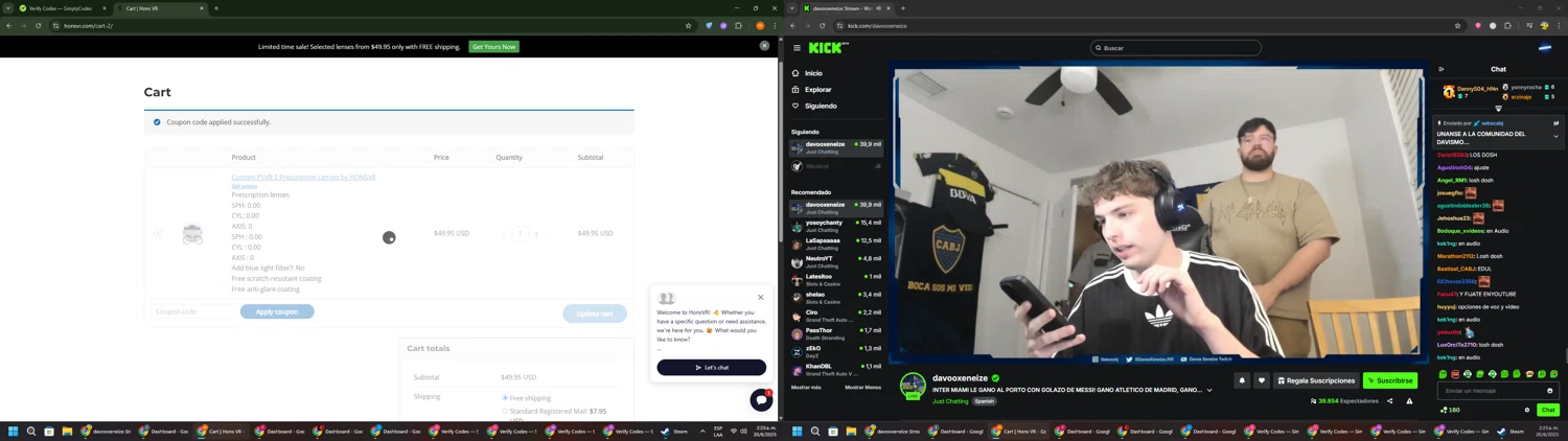 Hons VR coupon code screenshot showing code OQPLAY applied at Hons VR checkout page. Uploaded by SimplyCodes community member Davoxeneixe on Jun 20, 2025