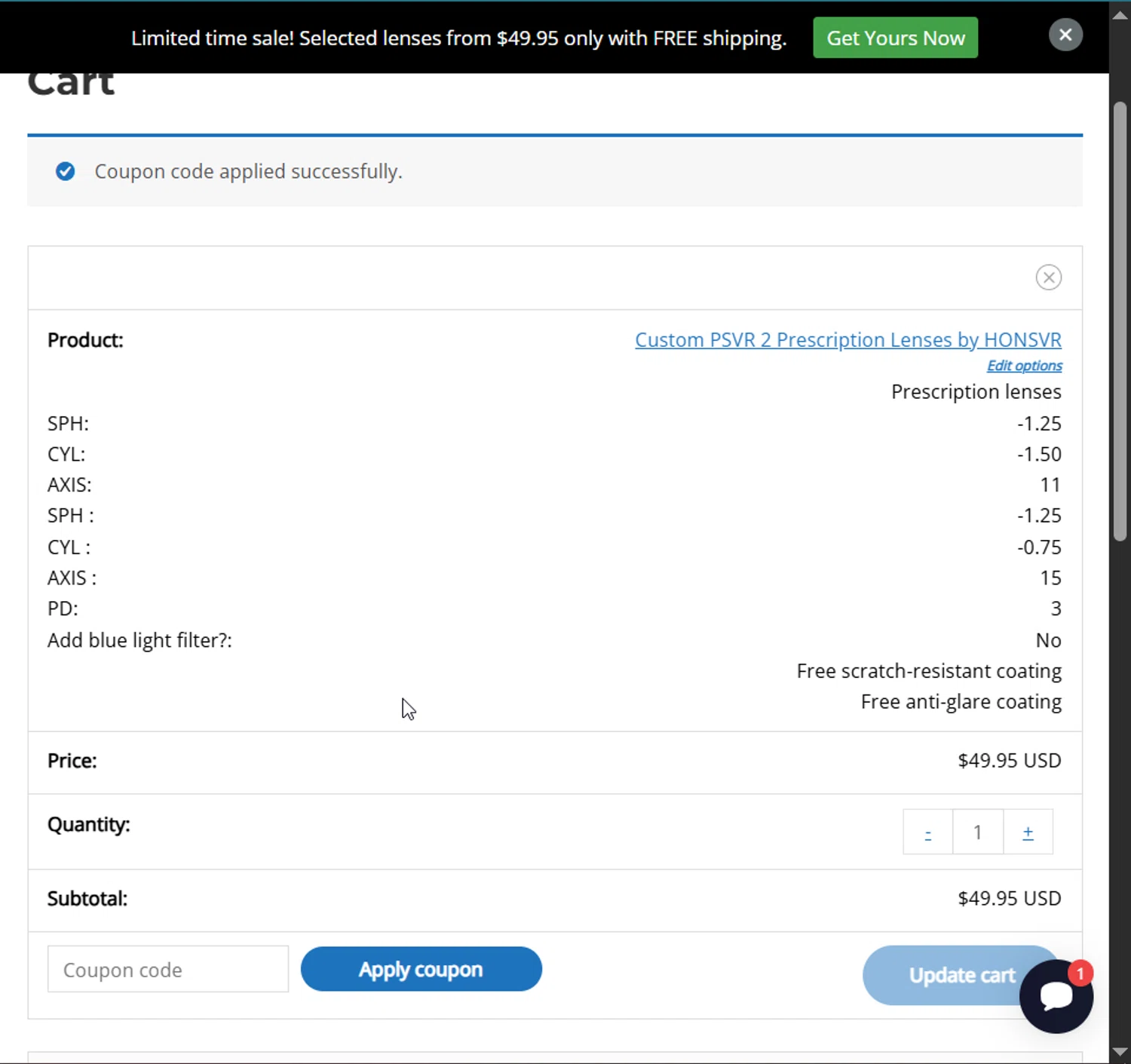 Hons VR coupon code screenshot showing code OQPLAY applied at Hons VR checkout page. Uploaded by SimplyCodes community member Raibelys_18 on Jun 13, 2025