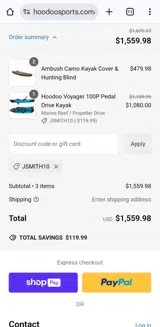 JSMITH10 coupon verification screenshot