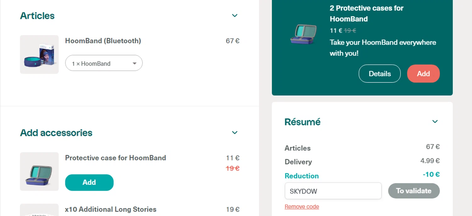 HoomBand checkout page showing HoomBand promo code box | Screenshot taken by SimplyCodes community member on Mar 25, 2024