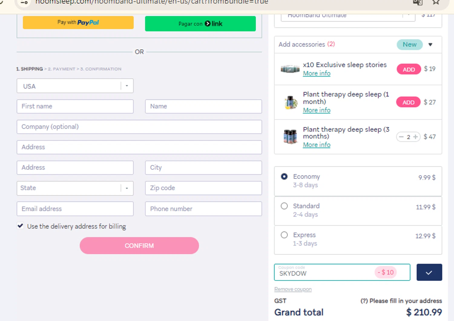 HoomBand checkout page showing HoomBand promo code box | Screenshot taken by SimplyCodes community member on Oct 14, 2024