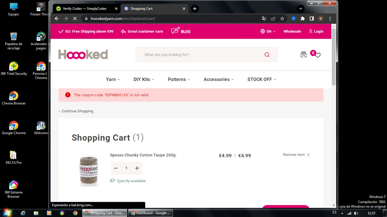 Hoooked discount code screenshot showing code 52PNBBS1S5 applied at Hoooked checkout page. Uploaded by SimplyCodes community member KHAL_DROGO on Feb 13, 2025