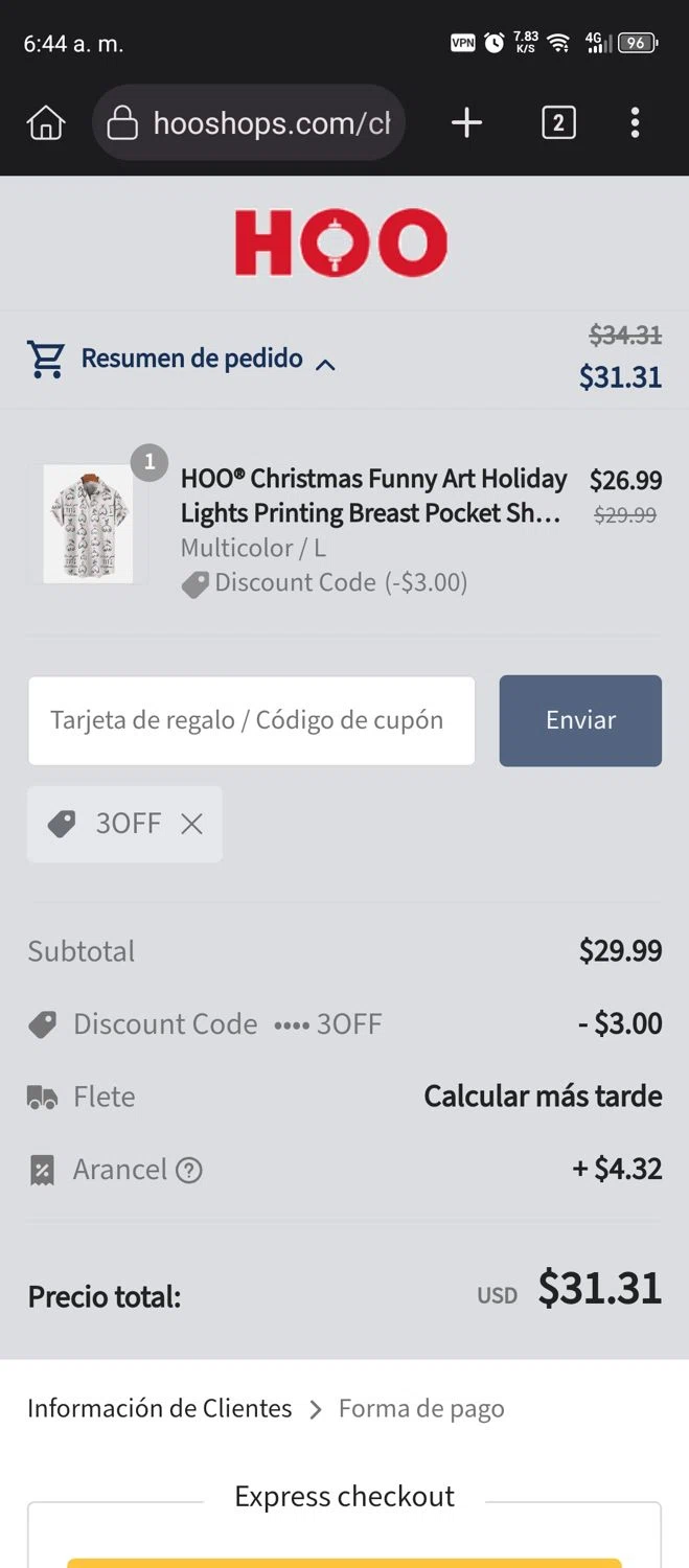 Hooshops checkout page showing Hooshops discount code box | Screenshot taken by SimplyCodes community member on Sep 19, 2025