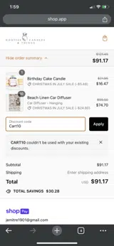 Cart10 coupon verification screenshot