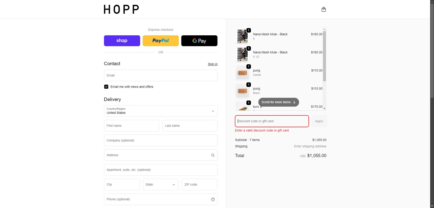 Hopp promo code screenshot showing code THANKS30 applied at Hopp checkout page. Uploaded by SimplyCodes community member LOgoter on Feb 6, 2026