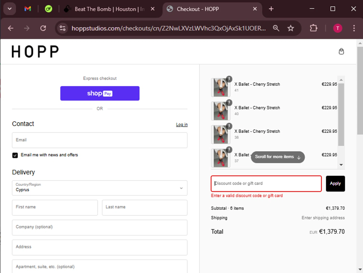 Hopp promo code screenshot showing code EXTRA20 applied at Hopp checkout page. Uploaded by SimplyCodes community member tinkle_tinkle on Feb 23, 2025