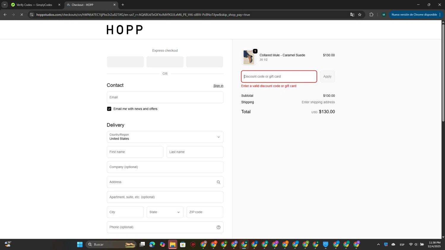 Hopp promo code screenshot showing code EXTRA25 applied at Hopp checkout page. Uploaded by SimplyCodes community member MDLECHUZA on Dec 5, 2025