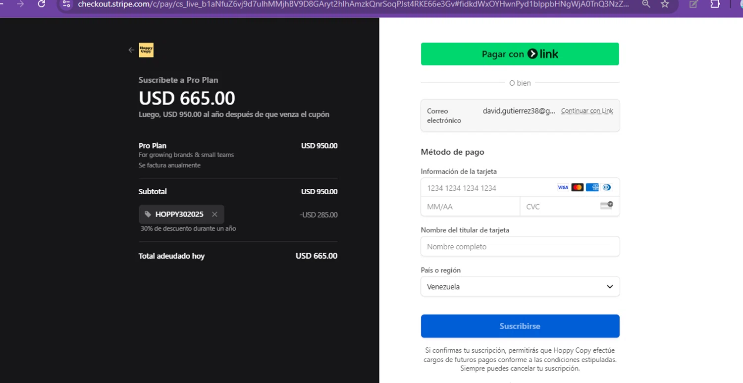 Hoppy Copy checkout page showing Hoppy Copy promo code box | Screenshot taken by SimplyCodes community member on Jul 24, 2025