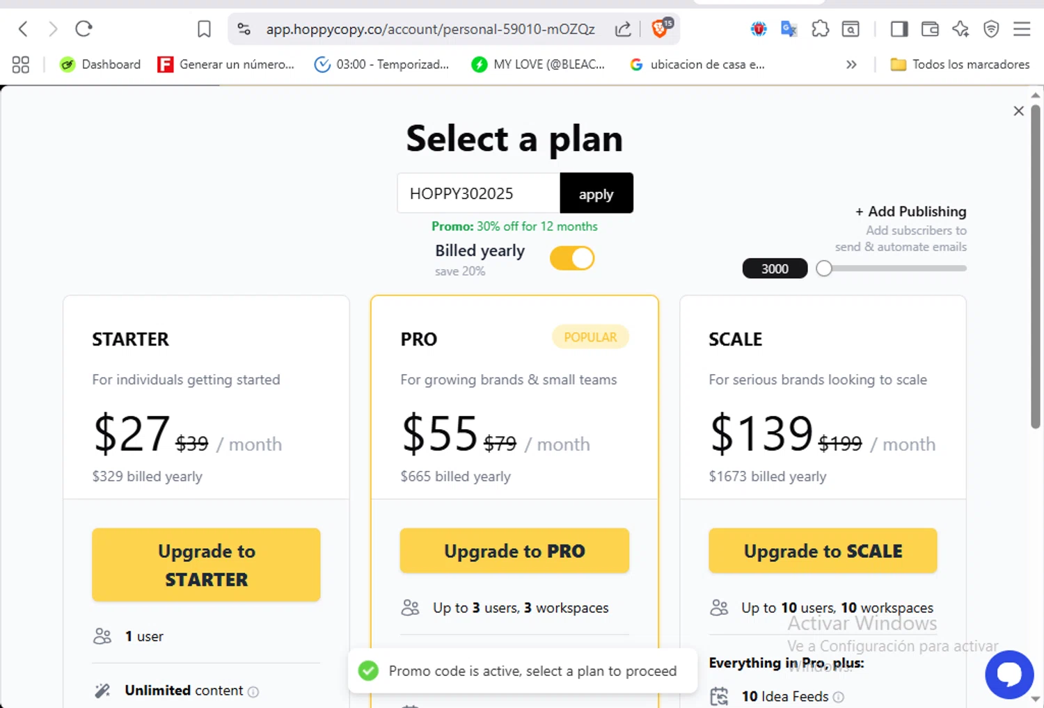 Hoppy Copy promo code screenshot showing code HOPPY302025 applied at Hoppy Copy checkout page. Uploaded by SimplyCodes community member VoucherFalcon3942 on Aug 22, 2025