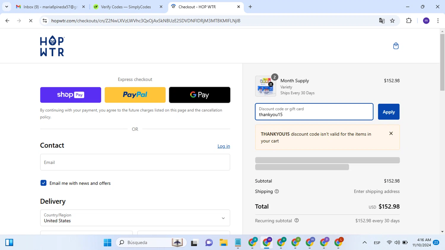 how to use HOP WTR coupons