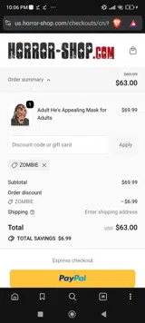 Zombie coupon verification screenshot