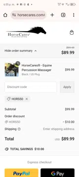 HORS50 coupon verification screenshot