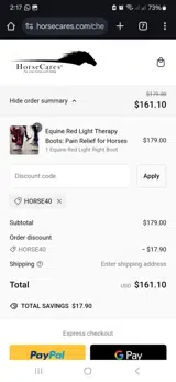 HORSE40 coupon verification screenshot