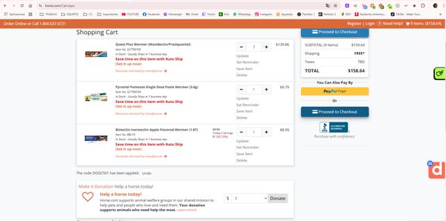 Horse.com checkout page showing Horse.com promo code box | Screenshot taken by SimplyCodes community member on Jan 20, 2025