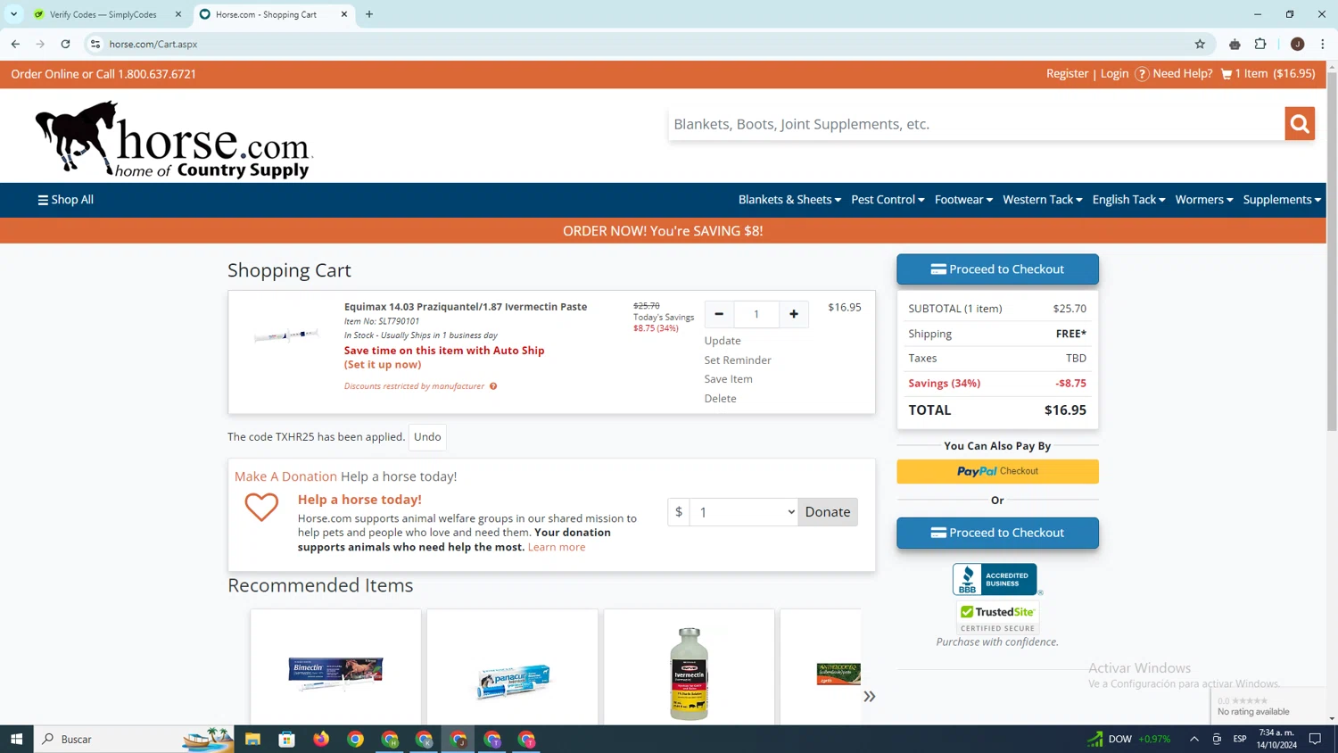 where to use Horse.com promo code box