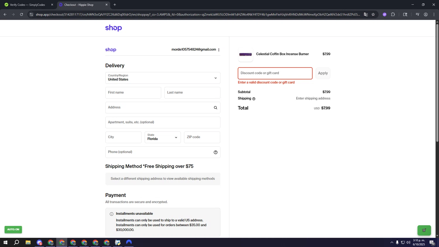 Horus Casino promo code screenshot showing code CRYPTO20 applied at Horus Casino checkout page. Uploaded by SimplyCodes community member ooooooooooooooooooo on Oct 6, 2025