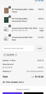 Juliapoe coupon verification screenshot