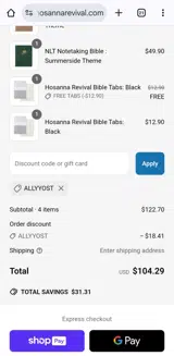Allyyost coupon verification screenshot
