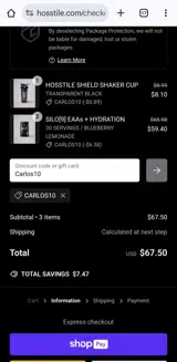 Hosstile coupon verification screenshot