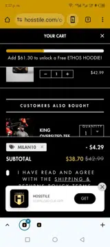 Hosstile coupon verification screenshot